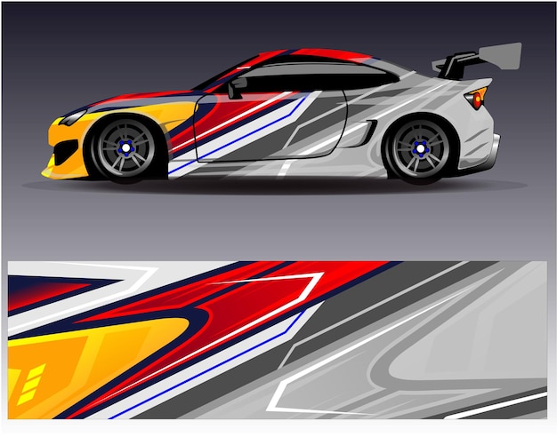 Vector de diseño de envoltura de coche Diseños de kit de fondo de carreras de rayas abstractas gráficas para vehículo de envoltura