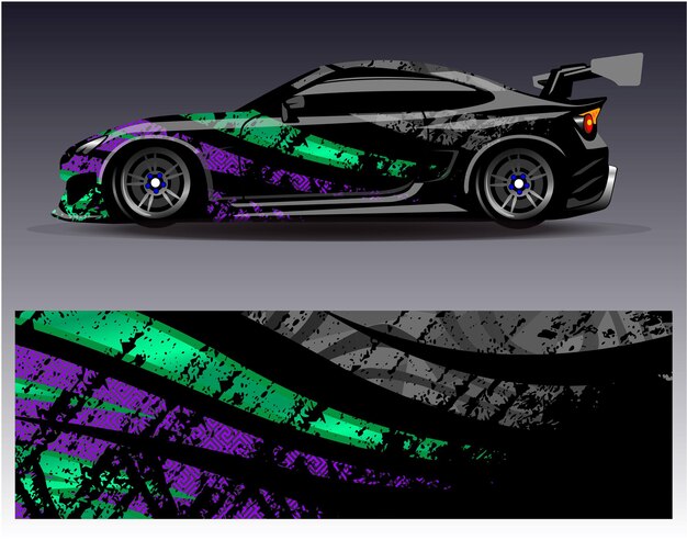 Vector de diseño de envoltura de coche Diseños de kit de fondo de carreras de rayas abstractas gráficas para vehículo de envoltura