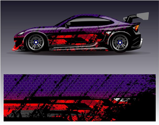 Vector de diseño de envoltura de coche Diseños de kit de fondo de carreras de rayas abstractas gráficas para vehículo de envoltura