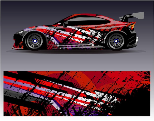 Vector de diseño de envoltura de coche Diseños de kit de fondo de carreras de rayas abstractas gráficas para vehículo de envoltura