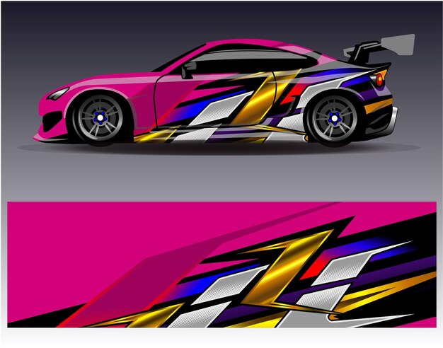 Vector de diseño de envoltura de coche Diseños de kit de fondo de carreras de rayas abstractas gráficas para vehículo de envoltura