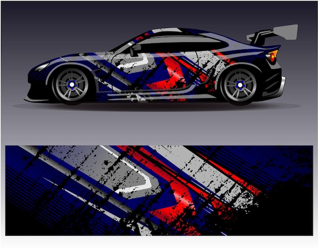 Vector de diseño de envoltura de coche Diseños de kit de fondo de carreras de rayas abstractas gráficas para vehículo de envoltura