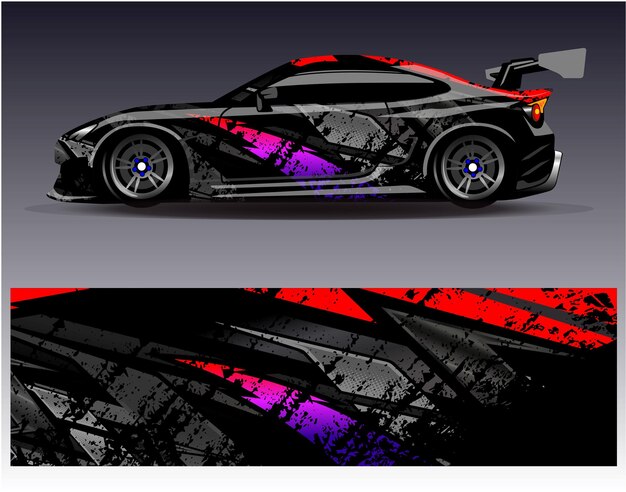Vector de diseño de envoltura de coche Diseños de kit de fondo de carreras de rayas abstractas gráficas para vehículo de envoltura