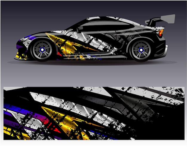 Vector de diseño de envoltura de coche Diseños de kit de fondo de carreras de rayas abstractas gráficas para vehículo de envoltura