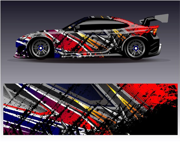 Vector de diseño de envoltura de coche Diseños de kit de fondo de carreras de rayas abstractas gráficas para vehículo de envoltura