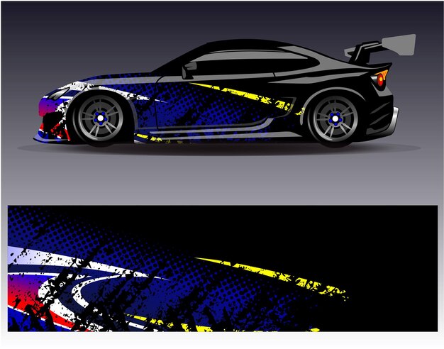 Vector de diseño de envoltura de coche Diseños de kit de fondo de carreras de rayas abstractas gráficas para vehículo de envoltura