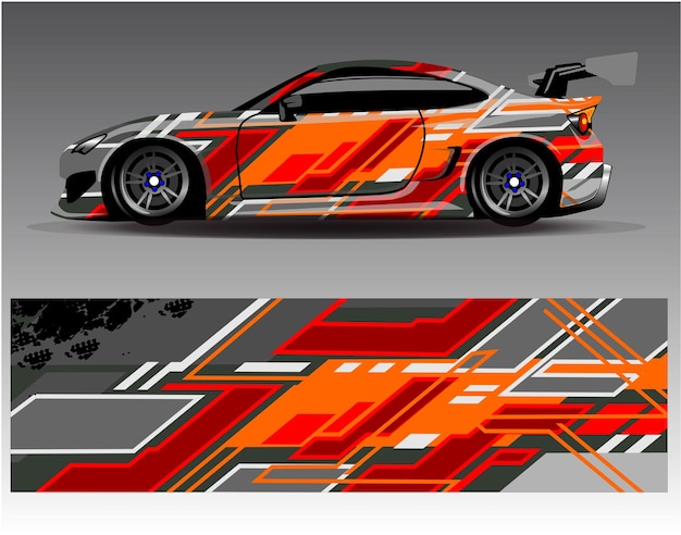 Vector de diseño de envoltura de coche Diseños de kit de fondo de carreras de rayas abstractas gráficas para vehículo de envoltura