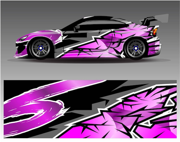 Vector de diseño de envoltura de coche. diseños de kit de fondo de carreras de rayas abstractas gráficas para vehículos de envoltura