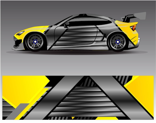 Vector de diseño de envoltura de coche. Diseños de kit de fondo de carreras de rayas abstractas gráficas para vehículos de envoltura