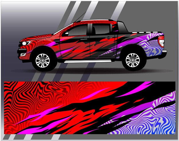 Vector de diseño de envoltura de coche. Diseños de kit de fondo de carreras de rayas abstractas gráficas para vehículos de envoltura