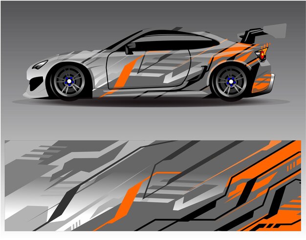 Vector de diseño de envoltura de coche. Diseños de kit de fondo de carreras de rayas abstractas gráficas para vehículos de envoltura