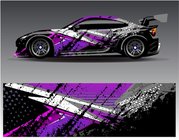 Vector de diseño de envoltura de coche. Diseños de kit de fondo de carreras de rayas abstractas gráficas para vehículos de envoltura