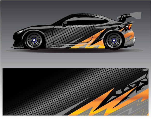 Vector de diseño de envoltura de coche. Diseños de kit de fondo de carreras de rayas abstractas gráficas para vehículos de envoltura