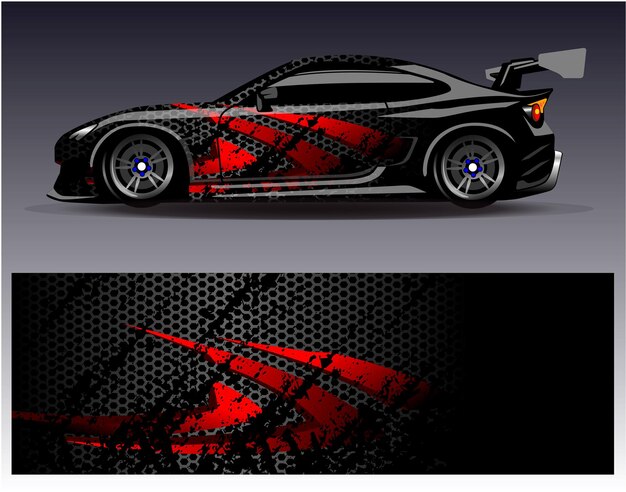 Vector de diseño de envoltura de coche. Diseños de kit de fondo de carreras de rayas abstractas gráficas para vehículos de envoltura