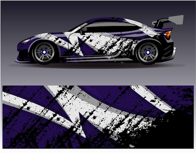 Vector de diseño de envoltura de coche. Diseños de kit de fondo de carreras de rayas abstractas gráficas para vehículos de envoltura