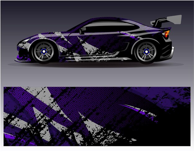 Vector de diseño de envoltura de coche. Diseños de kit de fondo de carreras de rayas abstractas gráficas para vehículos de envoltura