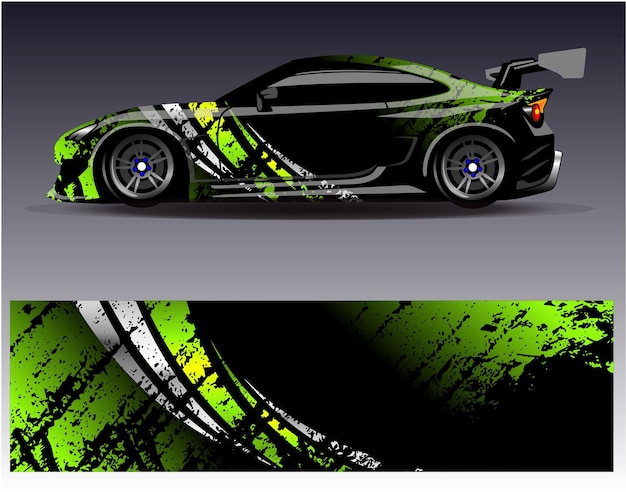 Vector de diseño de envoltura de coche. Diseños de kit de fondo de carreras de rayas abstractas gráficas para vehículos de envoltura