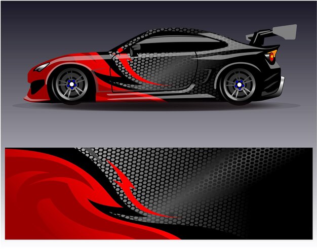 Vector de diseño de envoltura de coche. Diseños de kit de fondo de carreras de rayas abstractas gráficas para vehículos de envoltura