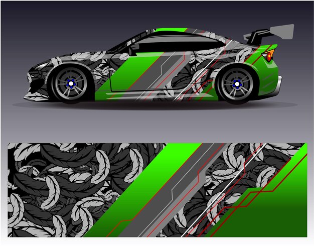 Vector de diseño de envoltura de coche. Diseños de kit de fondo de carreras de rayas abstractas gráficas para vehículos de envoltura