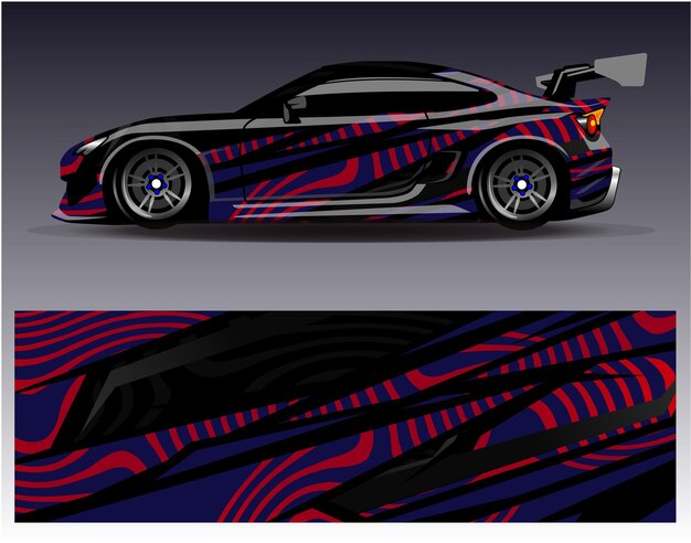 Vector de diseño de envoltura de coche. Diseños de kit de fondo de carreras de rayas abstractas gráficas para vehículos de envoltura