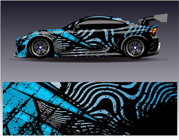 Vector de diseño de envoltura de coche. Diseños de kit de fondo de carreras de rayas abstractas gráficas para vehículos de envoltura