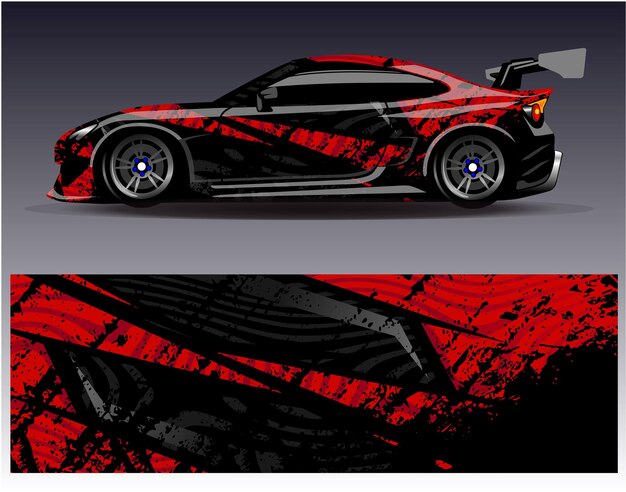Vector de diseño de envoltura de coche. Diseños de kit de fondo de carreras de rayas abstractas gráficas para vehículos de envoltura