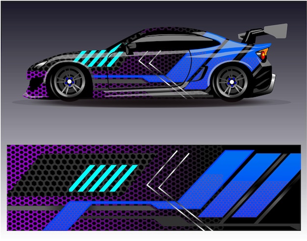 Vector de diseño de envoltura de coche. Diseños de kit de fondo de carreras de rayas abstractas gráficas para vehículos de envoltura