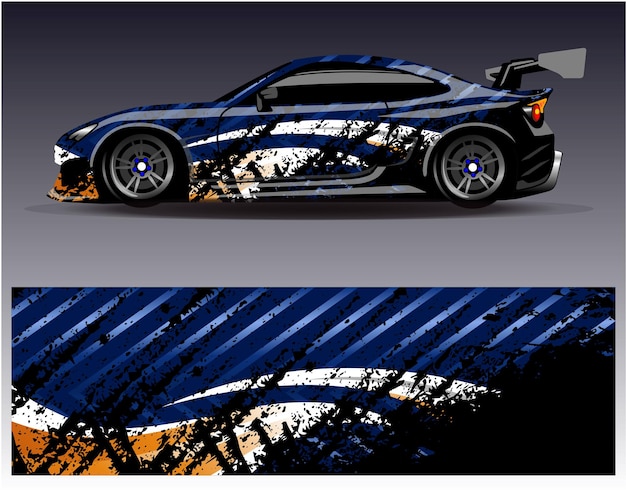 Vector de diseño de envoltura de coche. Diseños de kit de fondo de carreras de rayas abstractas gráficas para vehículos de envoltura