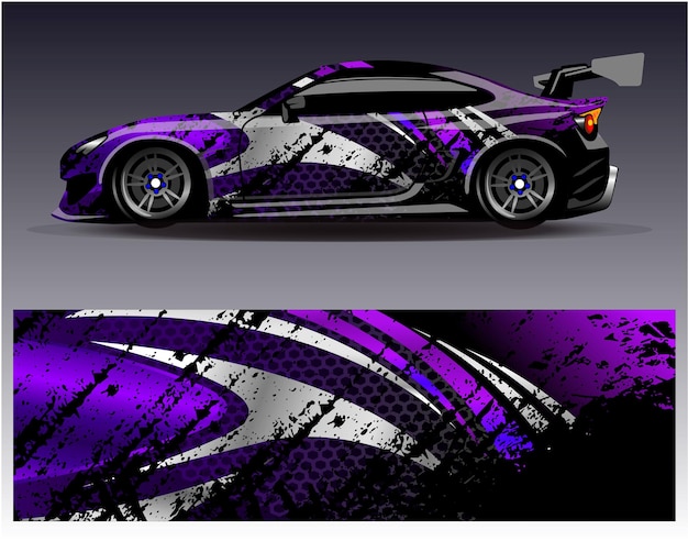 Vector de diseño de envoltura de coche. Diseños de kit de fondo de carreras de rayas abstractas gráficas para vehículos de envoltura