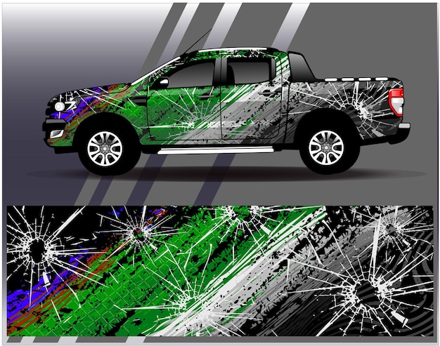 Vector de diseño de envoltura de coche. Diseños de kit de fondo de carreras de rayas abstractas gráficas para vehículos de envoltura