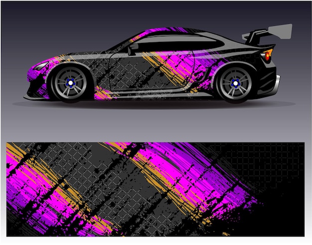 Vector de diseño de envoltura de coche. Diseños de kit de fondo de carreras de rayas abstractas gráficas para vehículos de envoltura