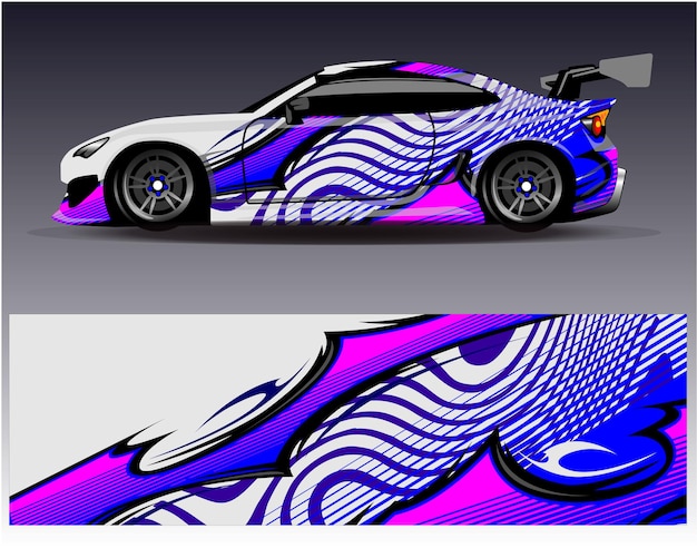 Vector de diseño de envoltura de coche. Diseños de kit de fondo de carreras de rayas abstractas gráficas para vehículos de envoltura