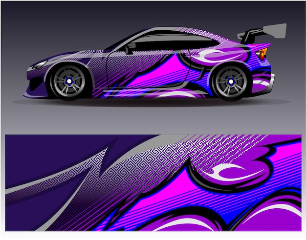 Vector de diseño de envoltura de coche. Diseños de kit de fondo de carreras de rayas abstractas gráficas para vehículos de envoltura