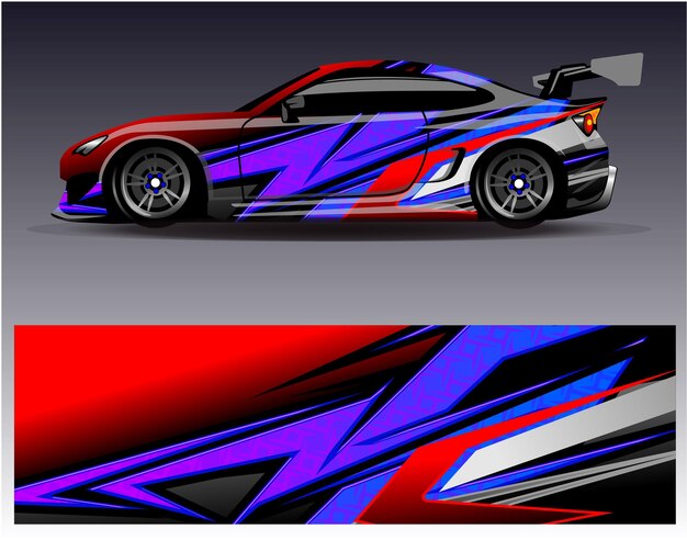Vector de diseño de envoltura de coche. Diseños de kit de fondo de carreras de rayas abstractas gráficas para vehículos de envoltura