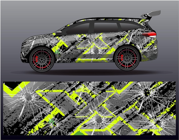 Vector de diseño de envoltura de coche. diseños de kit de fondo de carreras de rayas abstractas gráficas para vehículos de envoltura