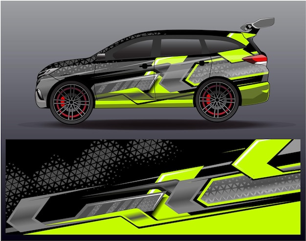 Vector de diseño de envoltura de coche. diseños de kit de fondo de carreras de rayas abstractas gráficas para vehículos de envoltura