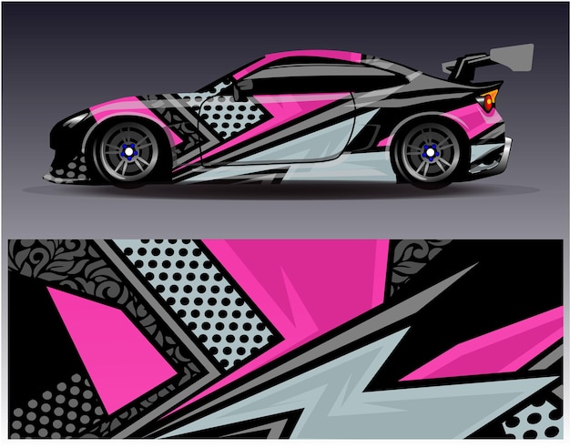 Vector de diseño de envoltura de coche. Fondo de carreras de rayas abstractas gráficas