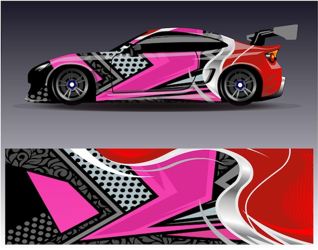 Vector de diseño de envoltura de coche. Fondo de carreras de rayas abstractas gráficas