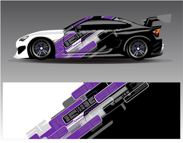 Vector de diseño de envoltura de coche. Fondo de carreras de rayas abstractas gráficas