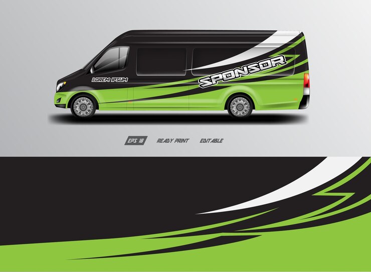 Vector de diseño de envoltura de furgoneta, coche de fondo de librea