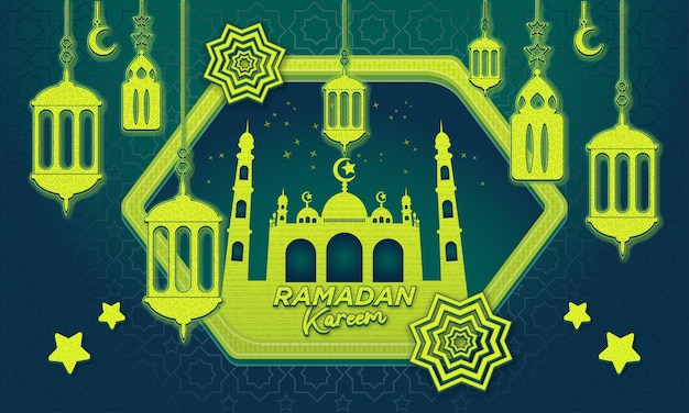 Vector de diseño de estilo de ilustración de ramadan kareem completamente editable