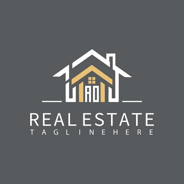 Vector de diseño de estilo inmobiliario del logotipo inicial del monograma AO