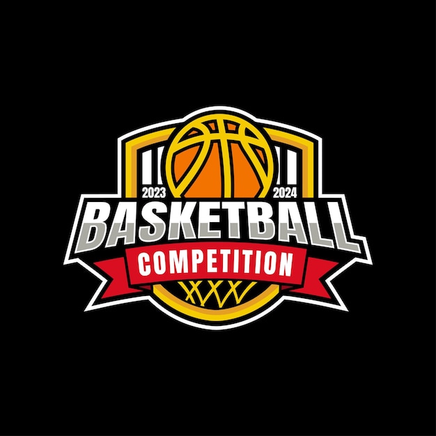 Vector de diseño de estilo simple de plantilla de diseño de logotipo de baloncesto