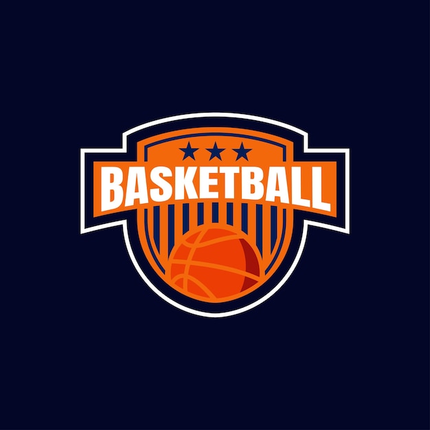 Vector de diseño de estilo simple de plantilla de diseño de logotipo de baloncesto
