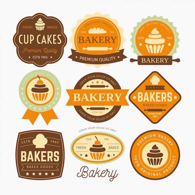 Vector de diseño de etiquetas de panadería