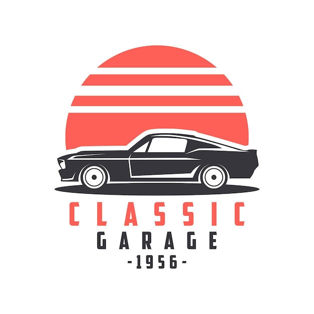 Vector de diseño de etiquetas de vector de coche de músculo clásico