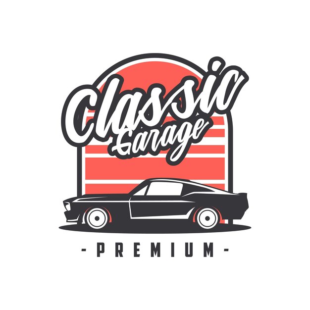 Vector de diseño de etiquetas de vector de coche de músculo clásico