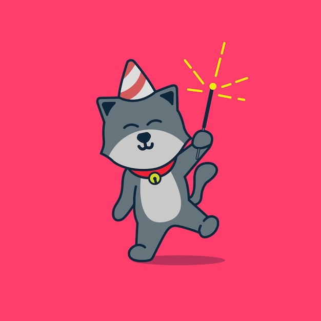 Vector de diseño de fiesta de gato divertido