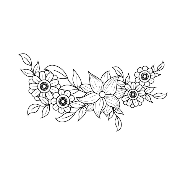 Vector de diseño floral en blanco y negro en la ilustración