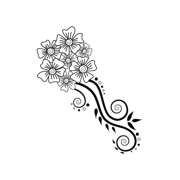 Vector vector de diseño floral en blanco y negro en vector premium de ilustración